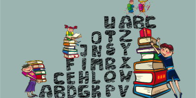 Letters of the alphabet stacked on top of each other