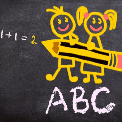 Drawing of 1+1 = 2 and ABC