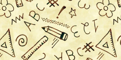 Doodles of letters, numbers, and shapes