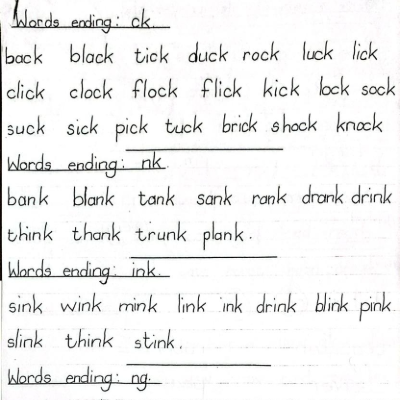 Word ending sounds worksheet